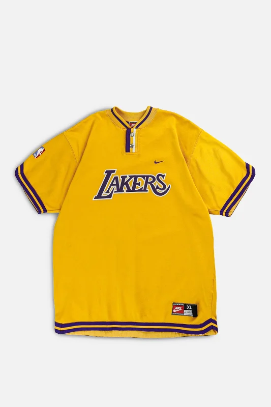 Vintage LA Lakers NBA Warmup Tee - Women's M Zippered Front Buttoned Front Snap Front