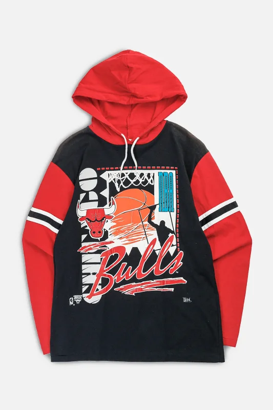 Vintage Chicago Bulls NBA Long Sleeve Tee - Women's XS Notch Collar Peter Pan Collar Cowl Neck