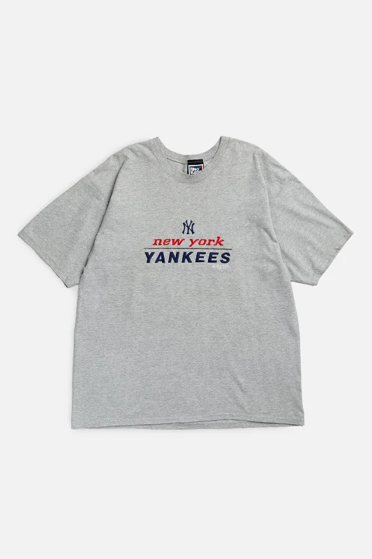 Vintage NY Yankees MLB Tee - L Mesh Blend Leather Blend Suede Blend