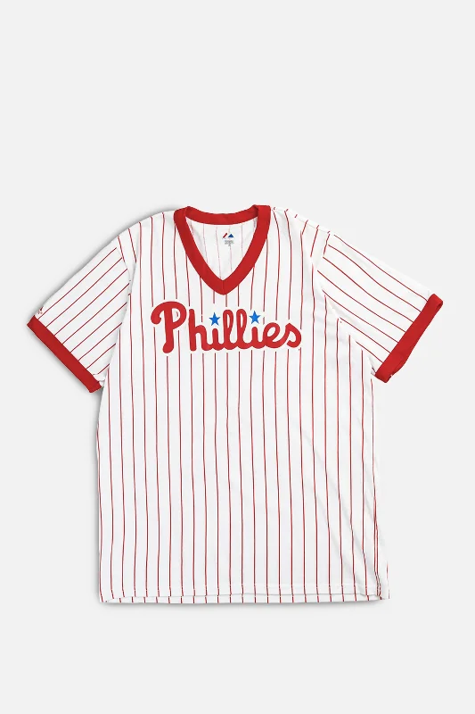 Vintage Philadelphia Phillies MLB Tee - XL Asymmetrical Pockets Print