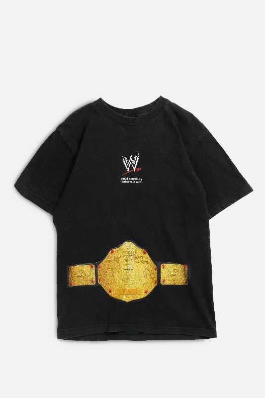 Vintage WWE Tee - S Ribbed Striped Patterned