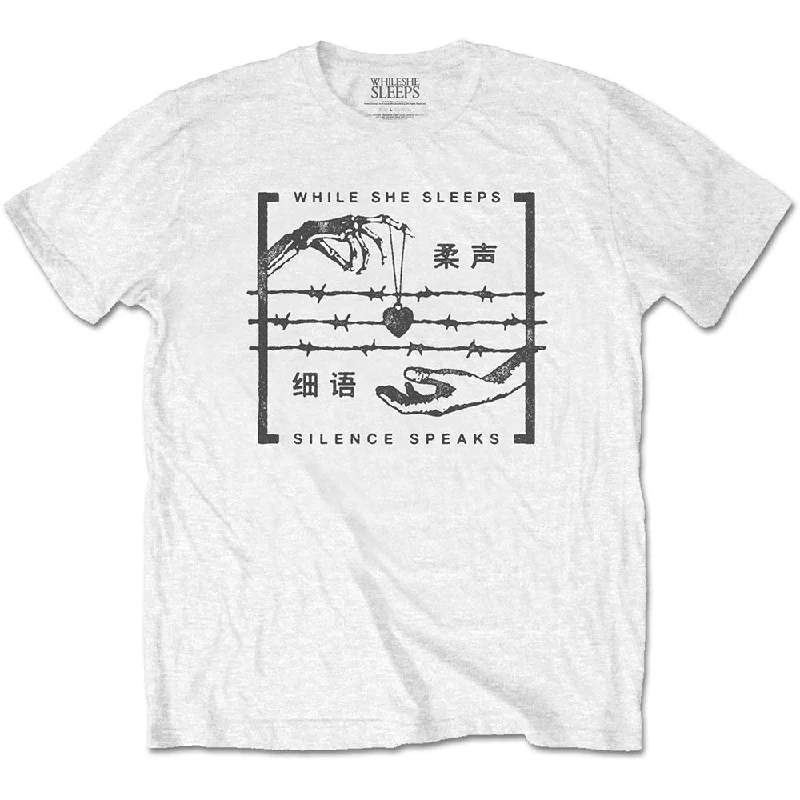While She Sleeps | Official Band T-Shirt | Silence Speaks Solid Print Embellished