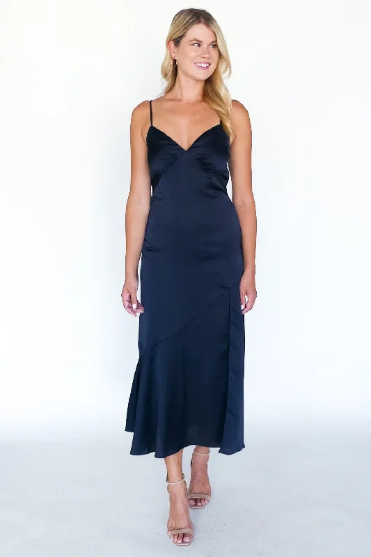 Adrienne Satin Tie Back Midi Dress Cozy Tie-Dye Midi Dress