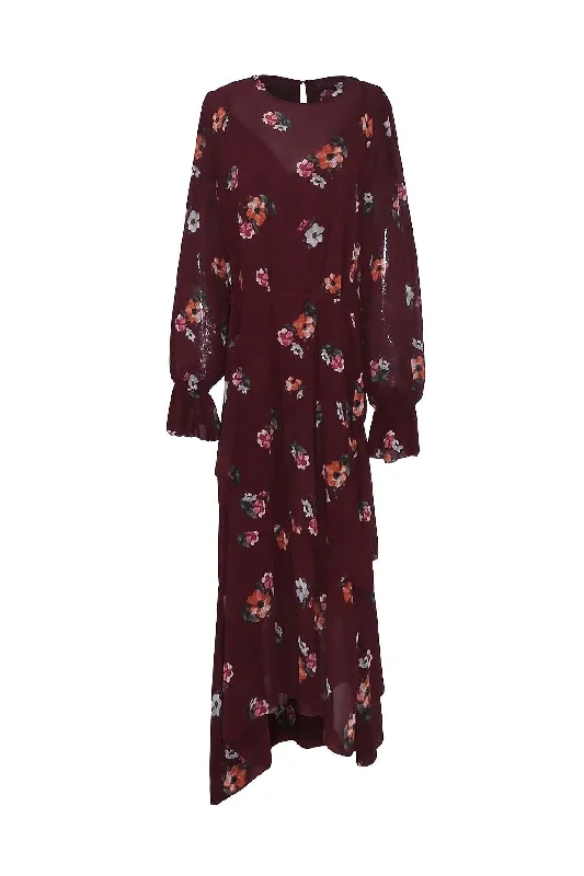Floral Midi Dress Trendy Square Neck Midi Dress