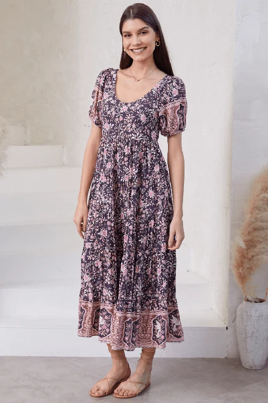Birds Of a Feather Midi Dress Comfortable Lace-Up Midi Dress