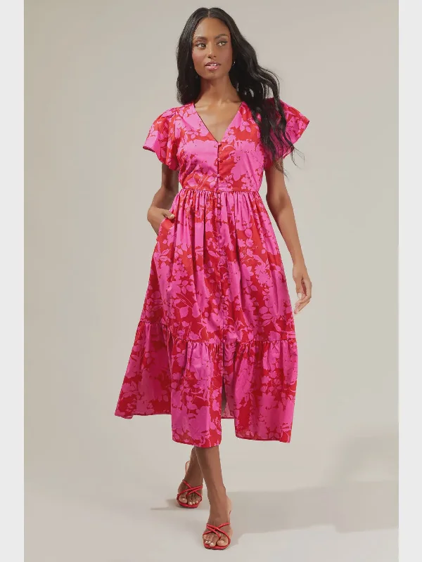 Blissfully Yours Midi Dress Trendy Square Neck Midi Dress