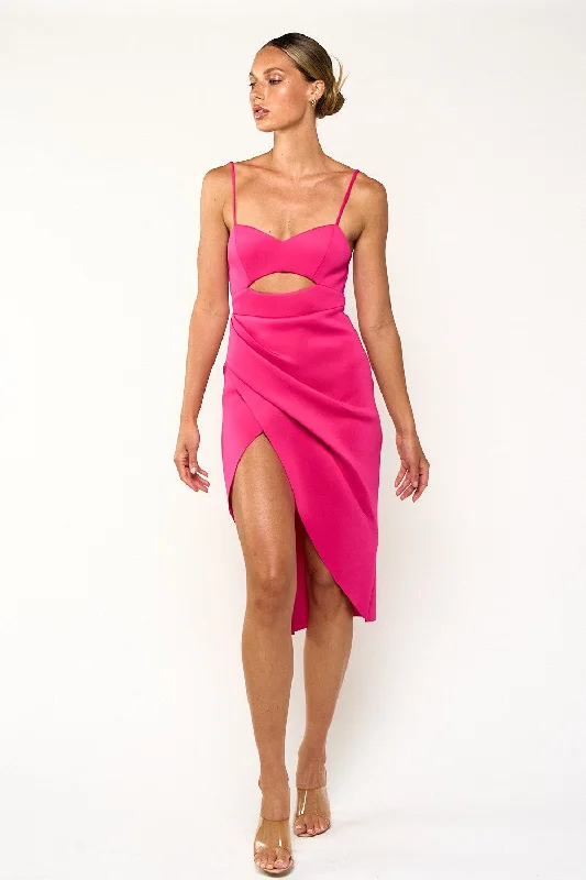 Strap Wrapped Scuba Midi Dress Comfortable Ribbed Midi Dress
