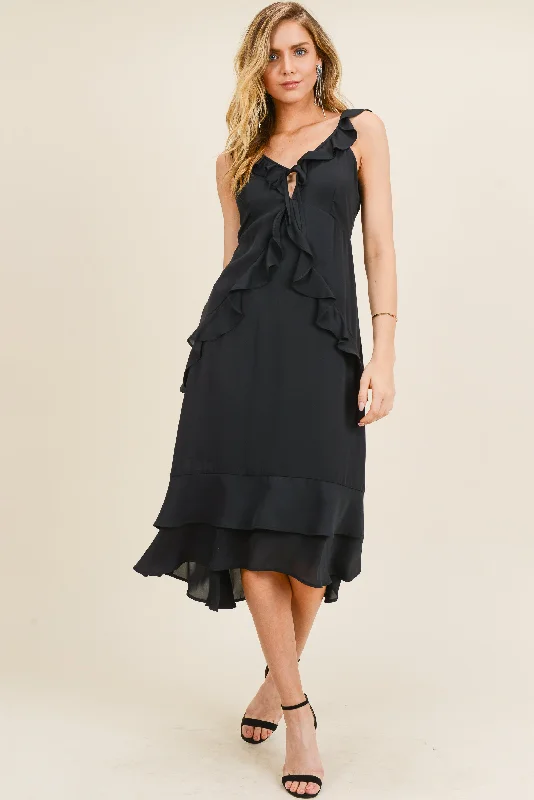 Sleeveless Ruffle Midi Dress Fashionable A-Line Midi Dress