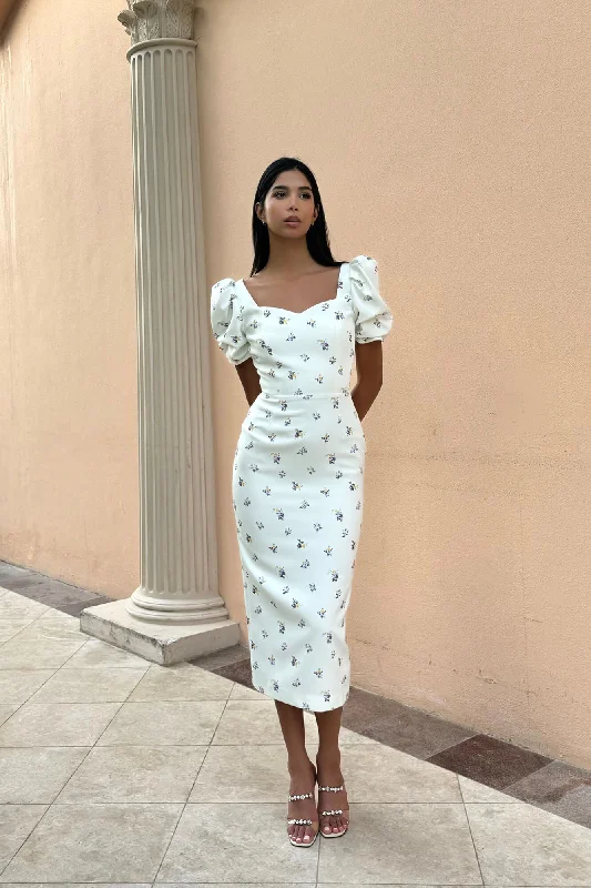 Sweetheart Midi Dress Comfortable Stretch Midi Dress