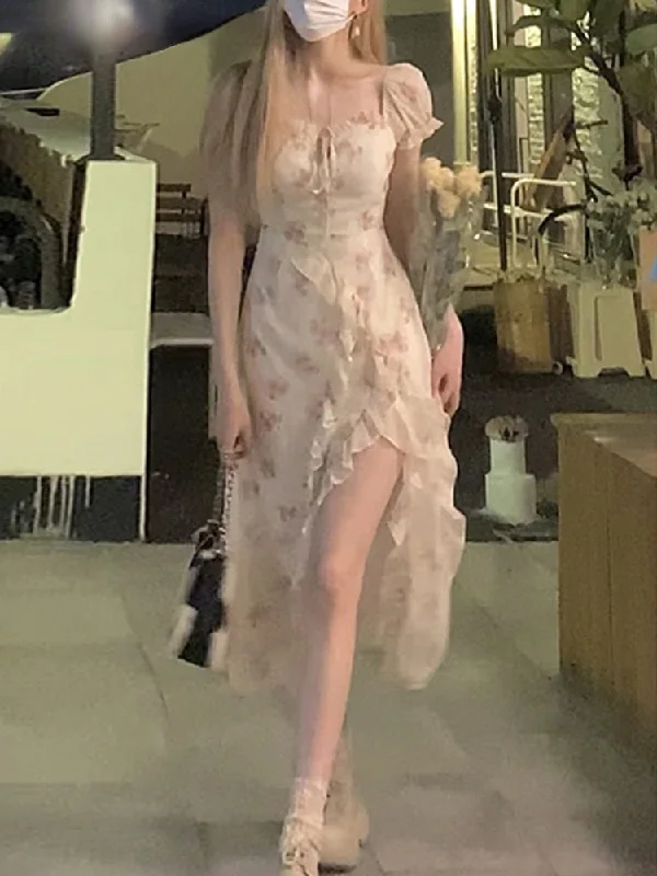 Floral Elegant Short Sleeve Dress Woman Casual Summer Sexy Party One Piece Dress Korean Fashion Beach Vintage Midi Dress Elegant Satin Midi Dress Floral Elegant Short Sleeve Dress Woman Casual Summer Sexy Party One Piece Dress Korean Fashion Beach Vintage Midi Dress Elegant Satin Midi Dress