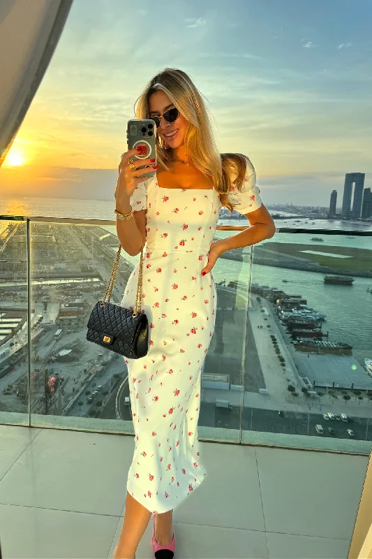 Godet Silhouette Square Neck Midi Dress Stylish Animal Print Midi Dress