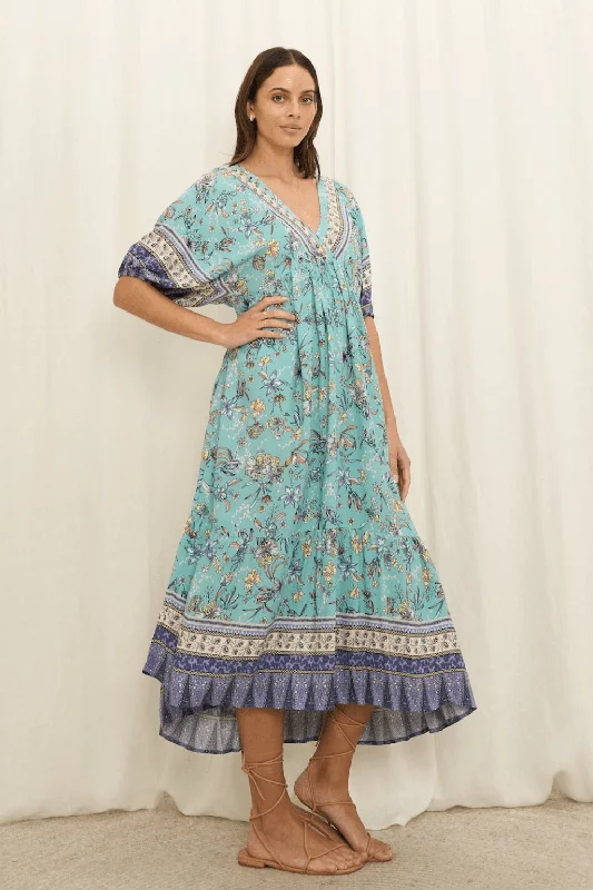 Helena Midi Dress - Summer Sky Cozy A-Line Midi Dress