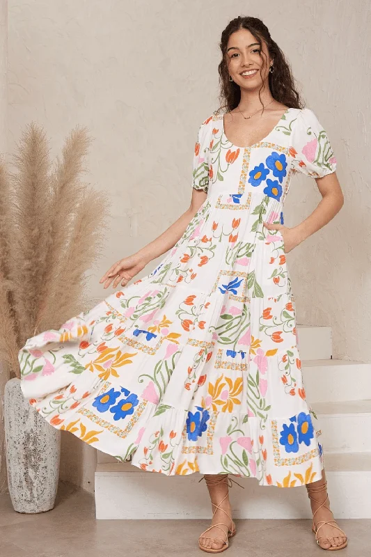 Lianna Midi Dress - Santorini Stylish Pleated Skirt Midi Dress