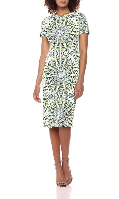 London Times - Floral Mandala Print Midi Dress T2918MSC Comfortable Denim Midi Dress
