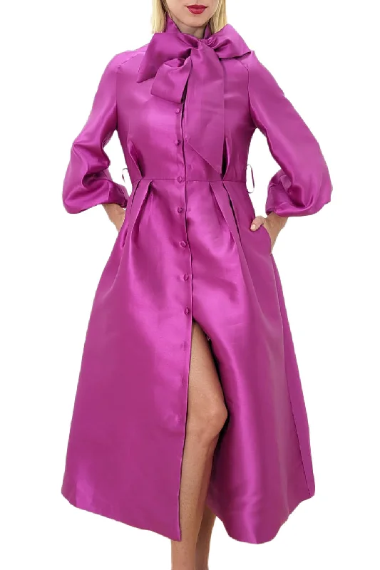 Long Sleeve Button Down Pockets Midi Dress Chic Bohemian Midi Dress