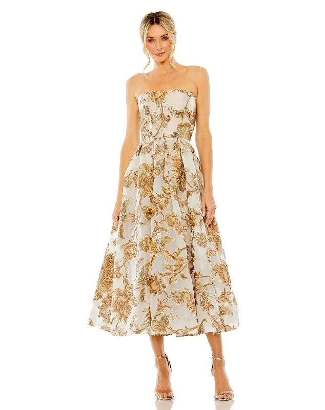 Mac Duggal 20716 Strapless Brocade Pockets Midi Dress Stylish Cold Shoulder Midi Dress Mac Duggal 20716 Strapless Brocade Pockets Midi Dress Stylish Cold Shoulder Midi Dress