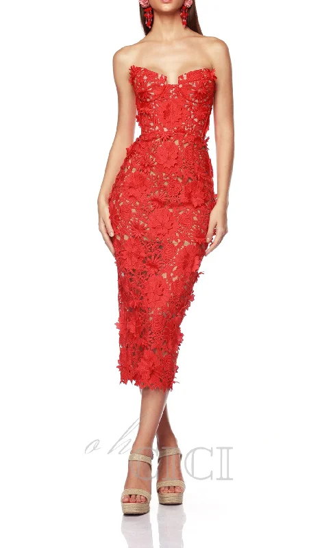 OFF-SHOULDER FLORAL CUT OUT MIDI DRESS Elegant Floral Midi Dress