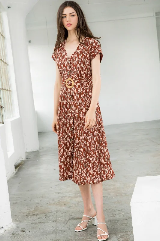 Short Sleeve Button Down Midi Dress Cozy Midi Dress with Pockets