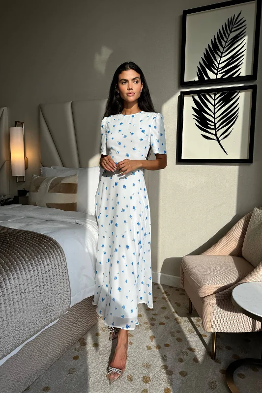 Short Sleeve Floral Midi Dress Fashionable Fitted Midi Dress