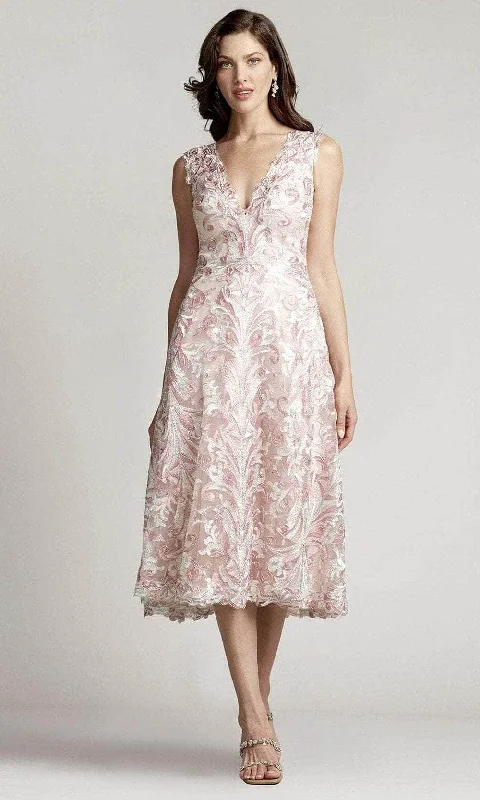 Tadashi Shoji BUE22195MD - Keaton Embroidered Tulle Midi Dress Comfortable Fit-and-Flare Midi Dress