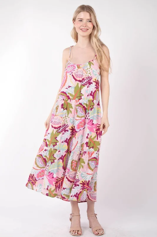 Tropical Printed Cami Midi Dress Comfortable Casual Midi Dress