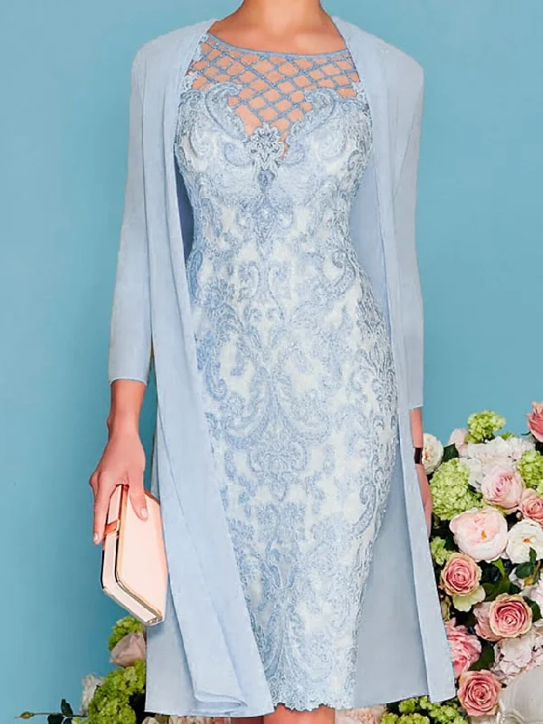 Women's Lace Dress Dress Set Midi Dress Pink Yellow Light Green Light gray Light Blue White 3/4 Length Sleeve Floral Pure Color Lace Summer Spring Crew Neck Elegant Classic Party S M L XL XXL 3XL Chic Floral Print Midi Dress