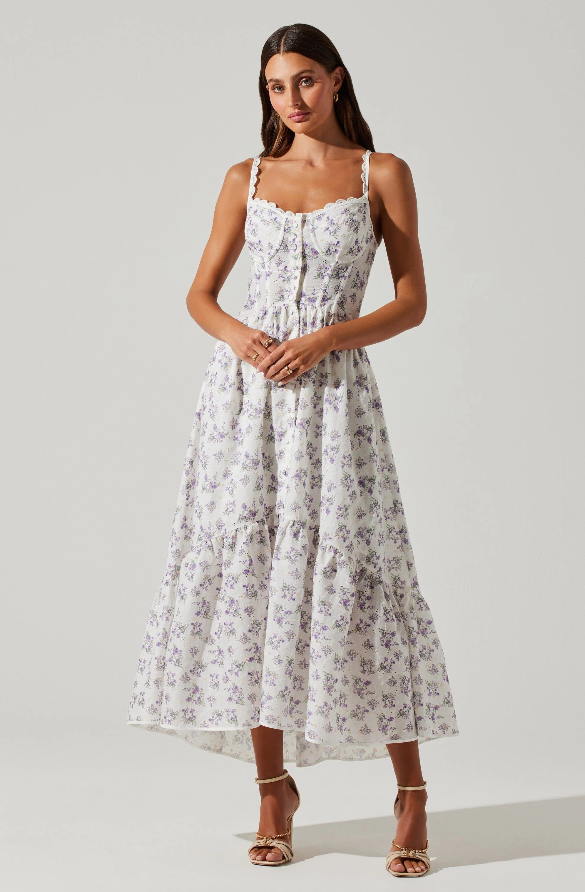 Yamila Floral Midi Dress Comfortable Wrap Midi Dress