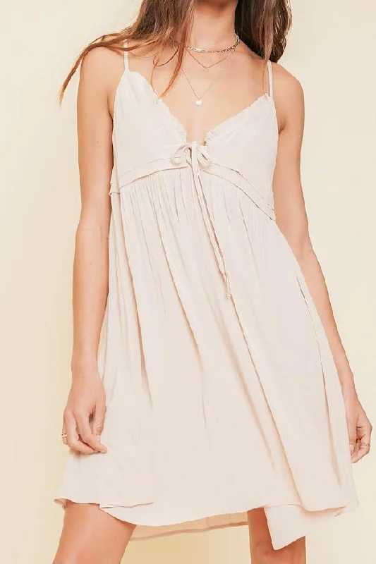 31950 Hem & Thread Ruffle Detail Cami Swing Mini Dress Comfortable Boho Mini Dress