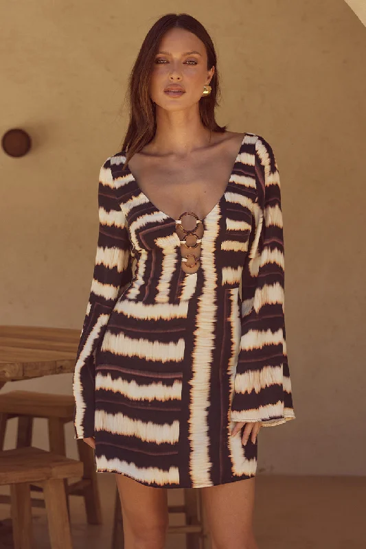 AZURE MINI DRESS - NORIA PRINT Fashionable Lace Mini Dress