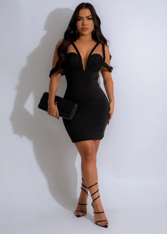 Braided Muse Mini Dress Black Fashionable Summer Mini Dress