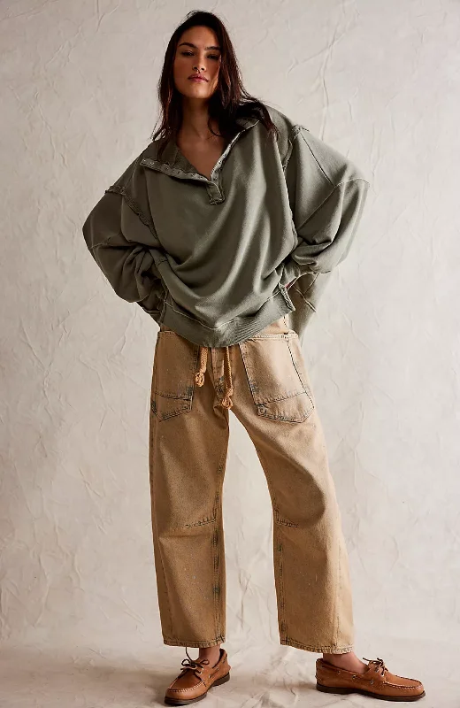 Free People - Camden Henley Sweatshirt Hoodie with Full-Zip Functional Layering