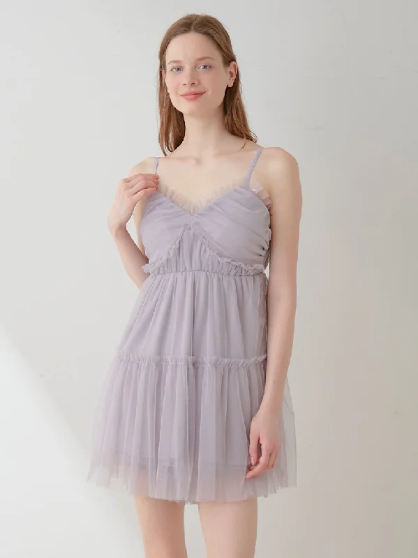 Camisole Tulle Mini Dress Casual High-Waist Mini Dress