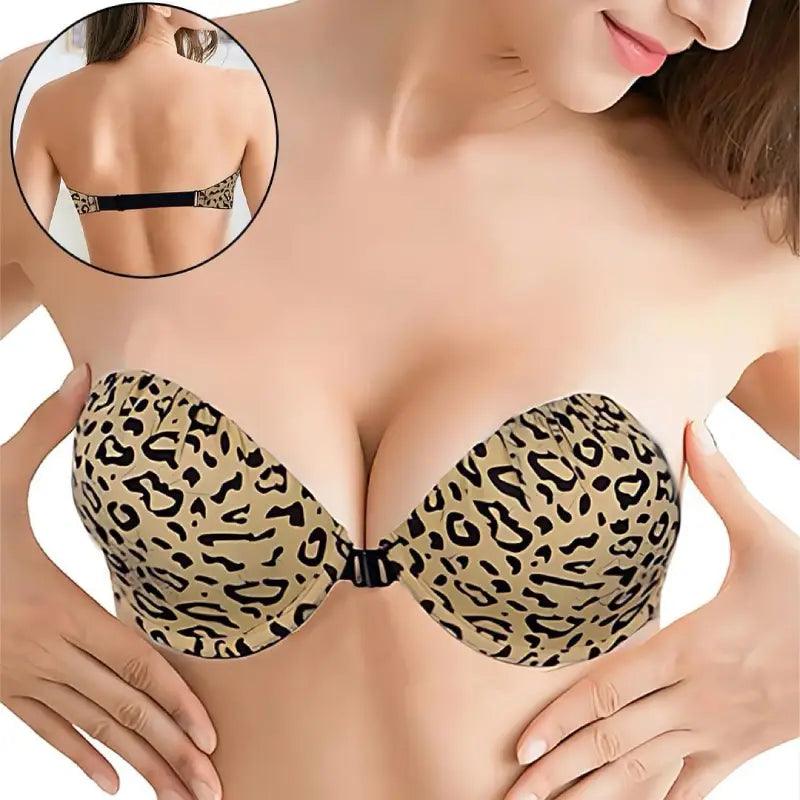 Cheeta Printed Ladies imported Front Open Strapless Push-Up Bra Cotton Comfort Bra