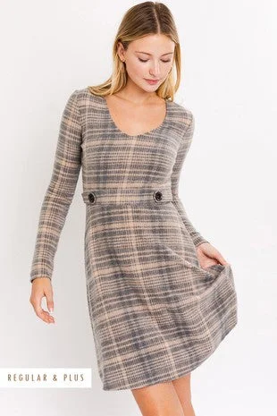 D17705 Gilli Long Sleeve V-neck Mini Dress Chic Tropical Mini Dress
