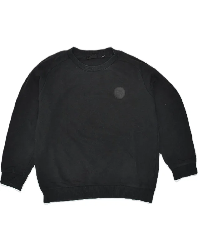 DKNY Womens Sweatshirt Jumper UK 14 Medium Black Cotton Hoodie with Thumb Holes Functional Cozy