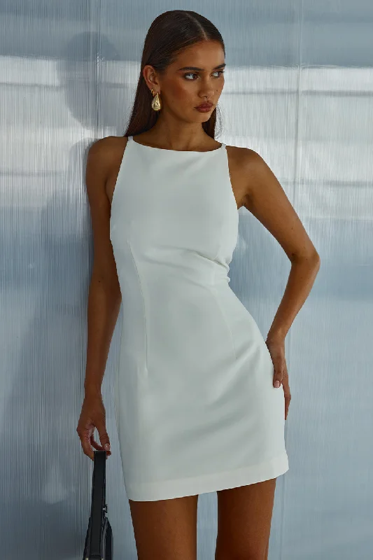 DYLAN MINI DRESS - WHITE Elegant Silk Mini Dress