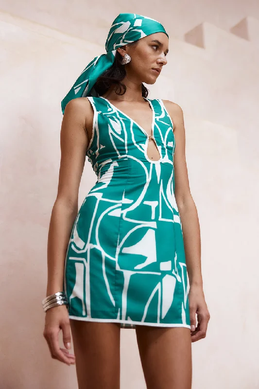 GIANI MINI DRESS - GREEN Fashionable Mini Dress with Slits