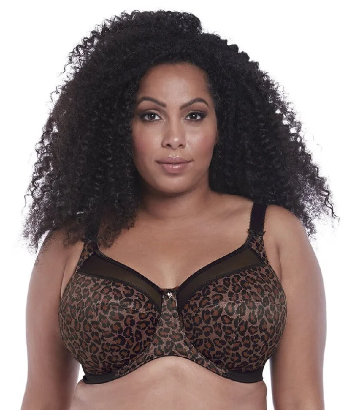 Goddess Kayla Underwire Banded Bra - Dark Leopard Lace-Trimmed Bra