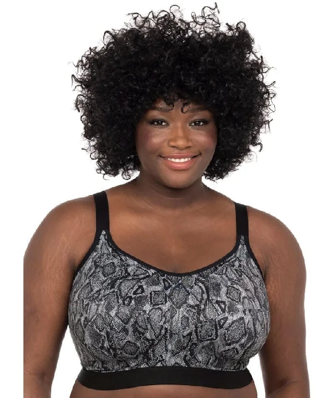 Goddess Sport Wire-Free Sports Bra - Black Snake Cozy Wire-Free Bra