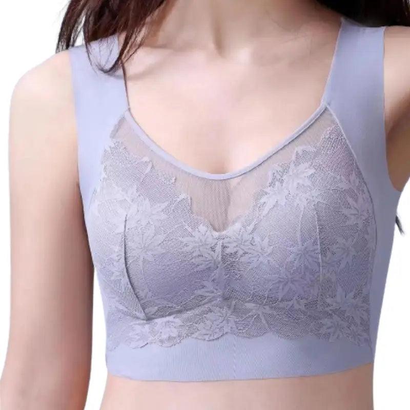 High quality gathered lace bra | wrapped chest Bra | Plus size Seamless bra High Support Sports Bra