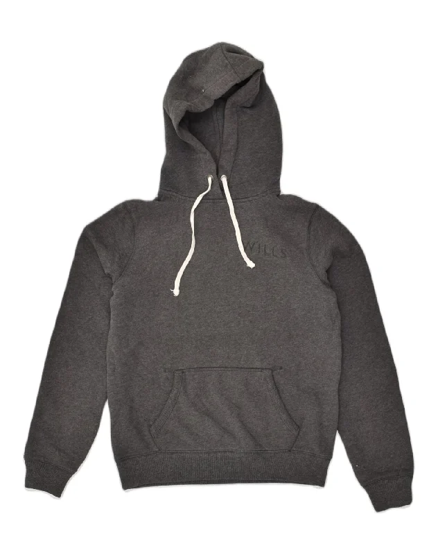 JACK WILLS Womens Hoodie Jumper UK 10 Small  Grey Cotton Hoodie with Button Classic Timeless