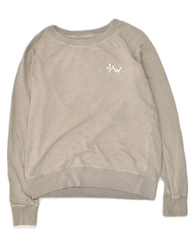 JACK WILLS Womens Sweatshirt Jumper UK 14 Medium Grey Cotton Hoodie with Drawstring Waist Adjustable Fitted