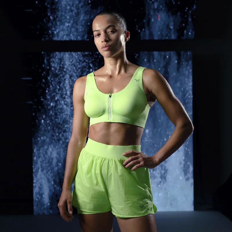 LAB360° Performance Zip Up Bra - Sharp Green Soft Padded Bralette