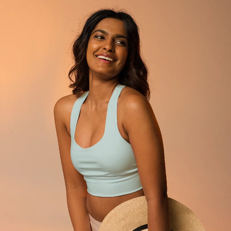 Longline Solid Seamless Sports Bra, lioness-love Soft Lace Bralette