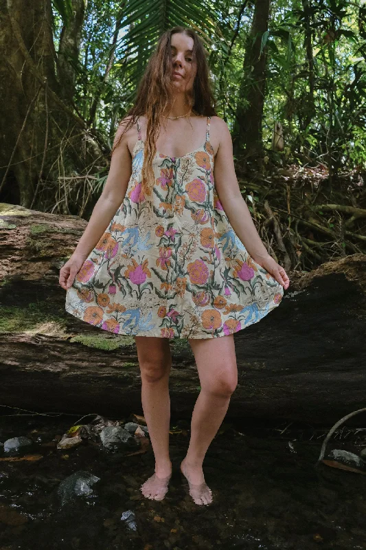 Lucia Mini Dress - Witch's Garden - Creamy Chic Puff Sleeve Mini Dress