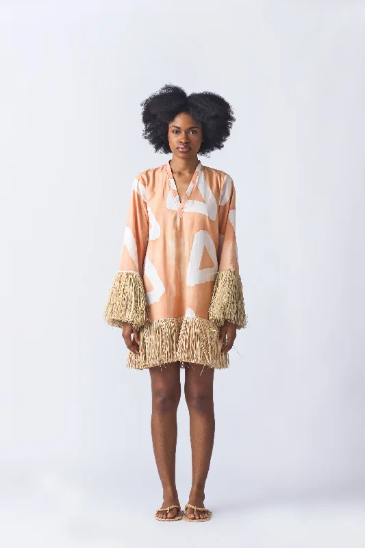 Raffia Doll Mini Dress - Peach Stylish Summer Mini Dress