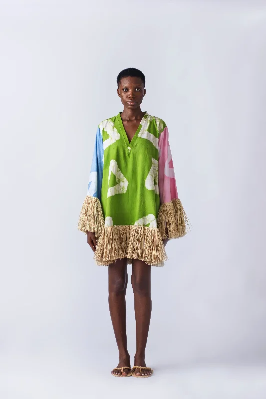 Raffia Doll Mini Dress - Multi Cozy Satin Mini Dress