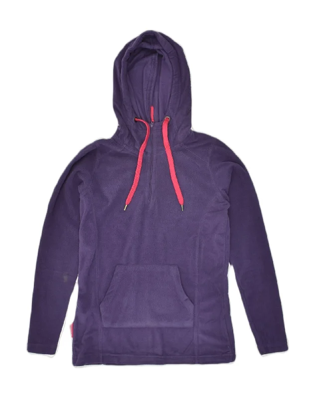 MOUNTAIN WAREHOUSE Womens Hooded Fleece Jumper UK 8 Small Purple Polyester Hoodie with Logo Branding Identity