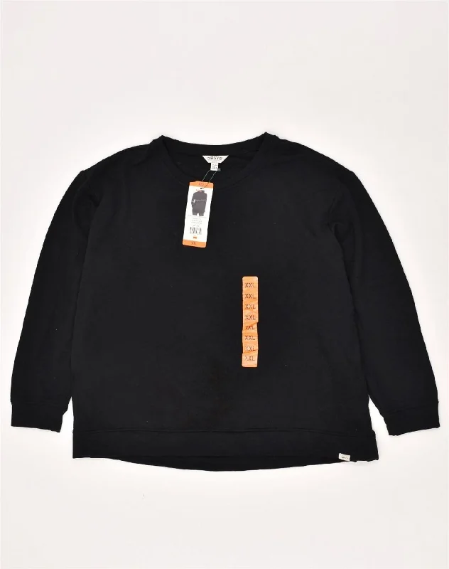 ORVIS Womens Sweatshirt Jumper UK 20 2XL Black Modal Hoodie Jacket Zipper Layering