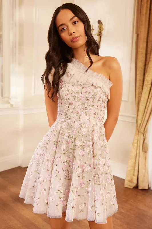 Posy Pirouette One-Shoulder Micro Mini Dress Trendy A-Line Mini Dress